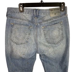 True Religion Jeans Women's Cameron Slim Boyfriend Rare Gold Fleck Mid‎ Rise 27